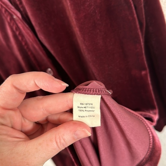 Evystree Wine Velour Longline Cardigan Patch-pockets New Size Small - Picture 4 of 7